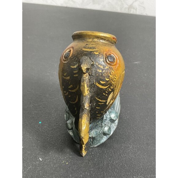 Hand-Carved and Painted Vintage Fish Figurine Vase Decor - Picture 4 of 6
